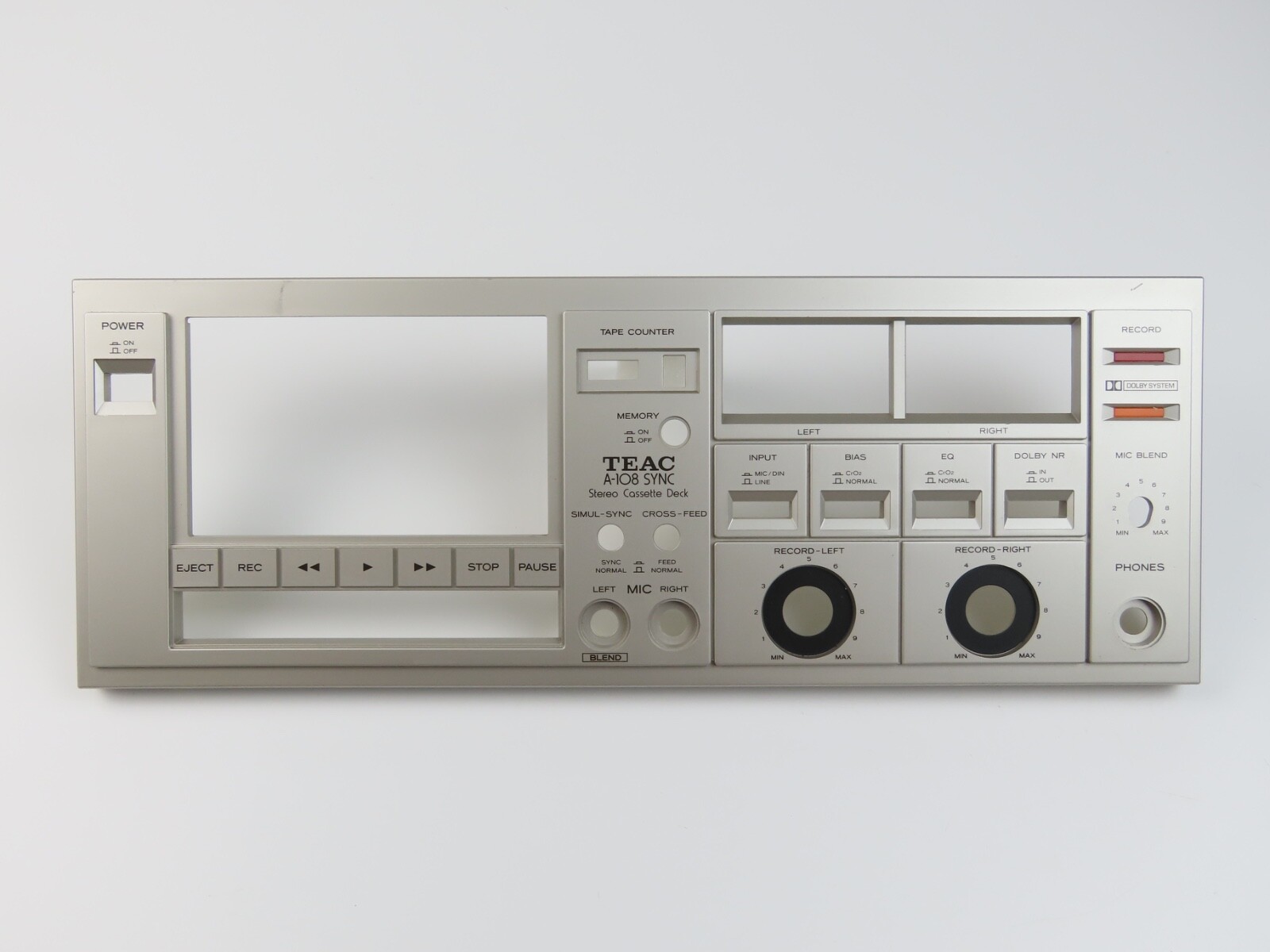 *Teac A-108* Front Panel Faceplate Tape Deck Parts /FP301