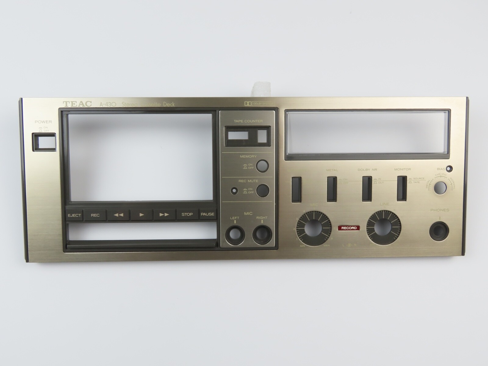 *Teac A-430* Front Panel Faceplate Tape Deck Parts /FP359