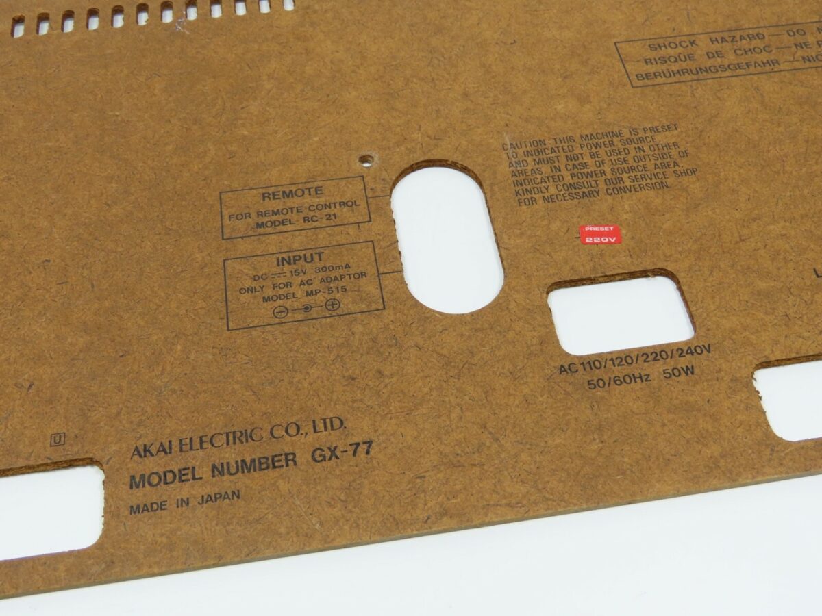 *AKAI GX-77* Rear Back Panel Reel to Reel Part /FP135 - Image 3