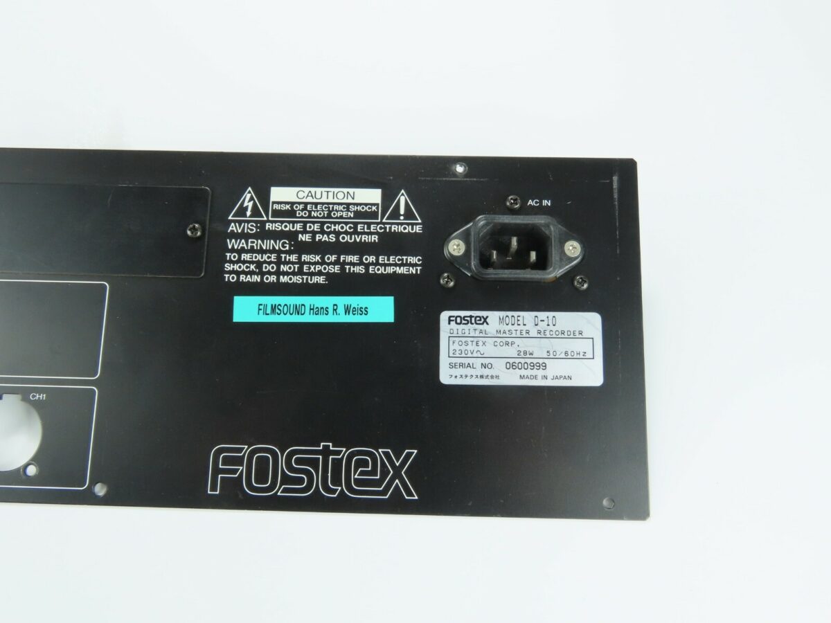 *Fostex D-10* Rear Panel Digital Master Recorder/FP59 - Image 4