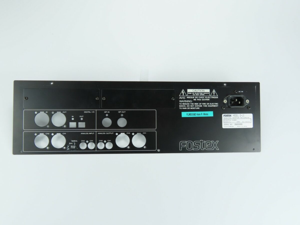 *Fostex D-10* Rear Panel Digital Master Recorder/FP59