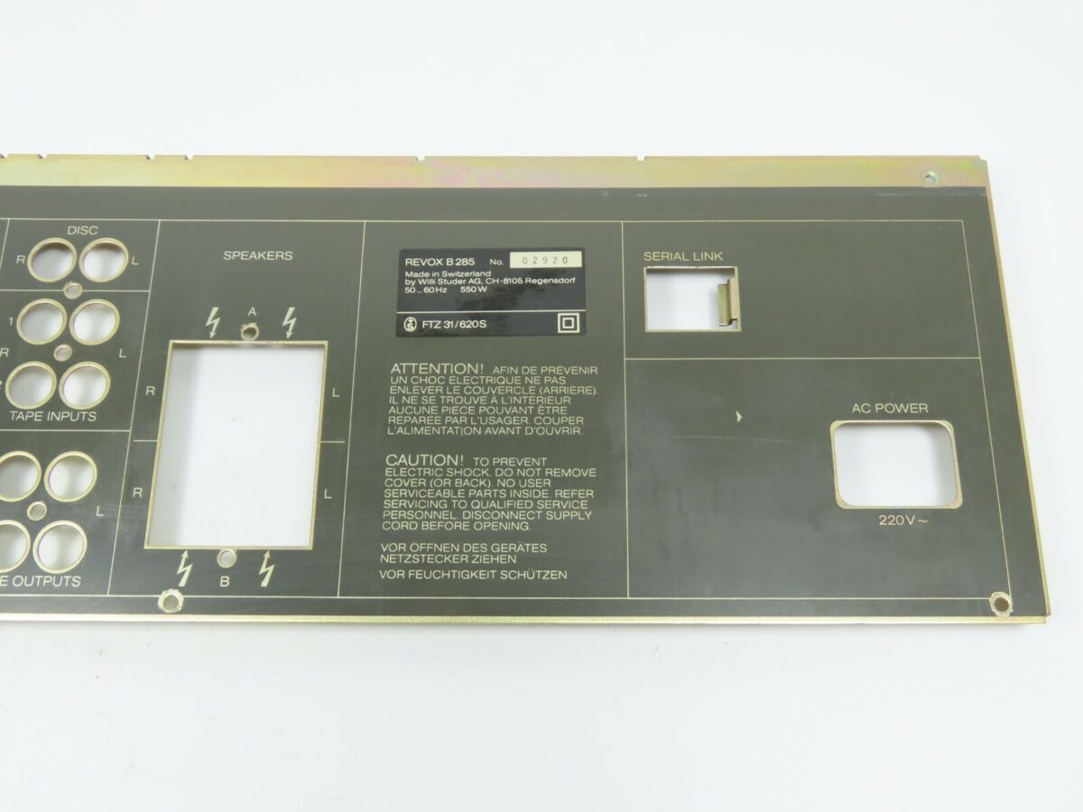 REVOX B285 Real Back Panel of Housing Connector Panel Receiver Parts /FP51 - Image 4