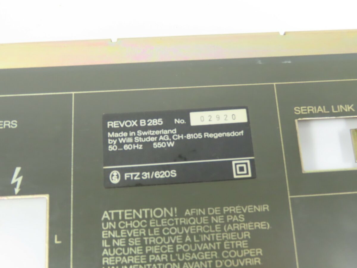 REVOX B285 Real Back Panel of Housing Connector Panel Receiver Parts /FP51 - Image 5